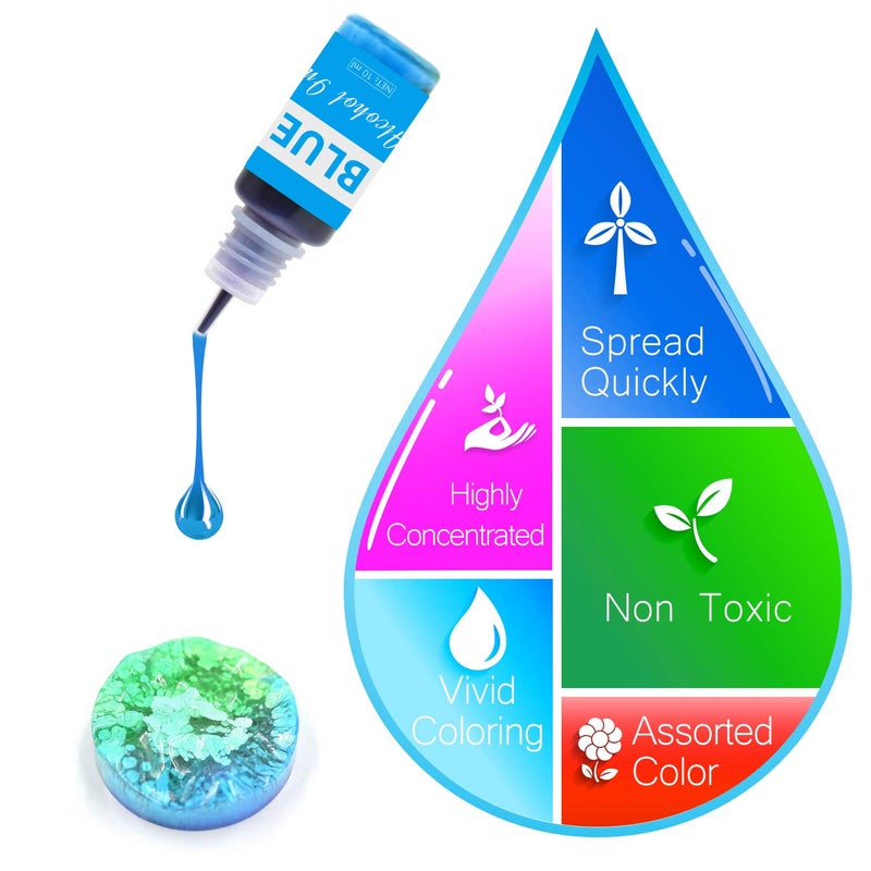 Limino Alcohol Ink Set - 12 x 0.35oz Colors Alcohol Based Ink for Epoxy Resin Painting  Resin Petri Dish Making  Resin Art - Concentrated Alcohol Paint Color Dye for Coaster  Yupo  Tumbler Making - 10ml Each - Image 5
